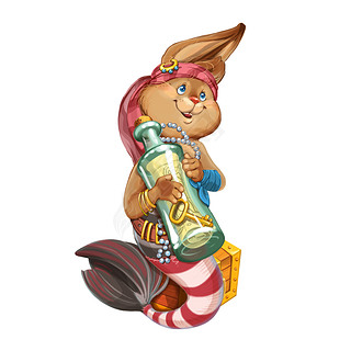 Cartoon hare the mermaid.