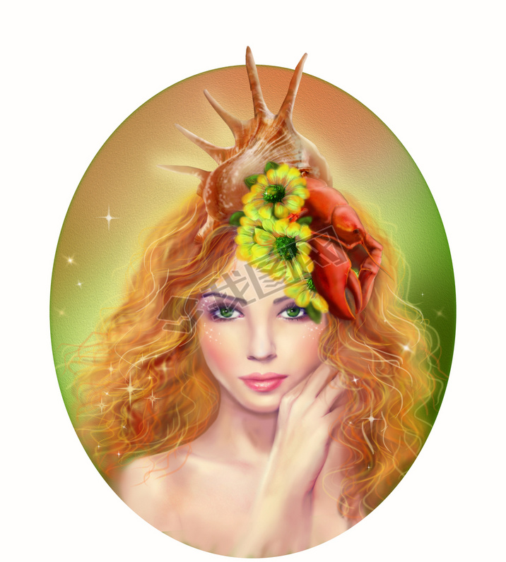 Horoscope Zodiac - Fantasy Cancer beautiful woman