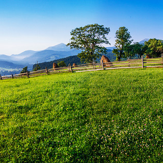 Beautiful sunny day is in mountain landscape.