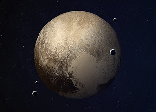 Shot of Pluto taken from open space. Collage images provided by www.nasa.gov.