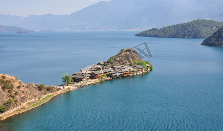 Landscape of Lugu lake with the mountains