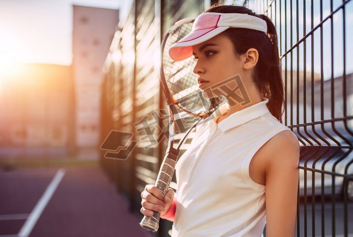 Girl on tennis court