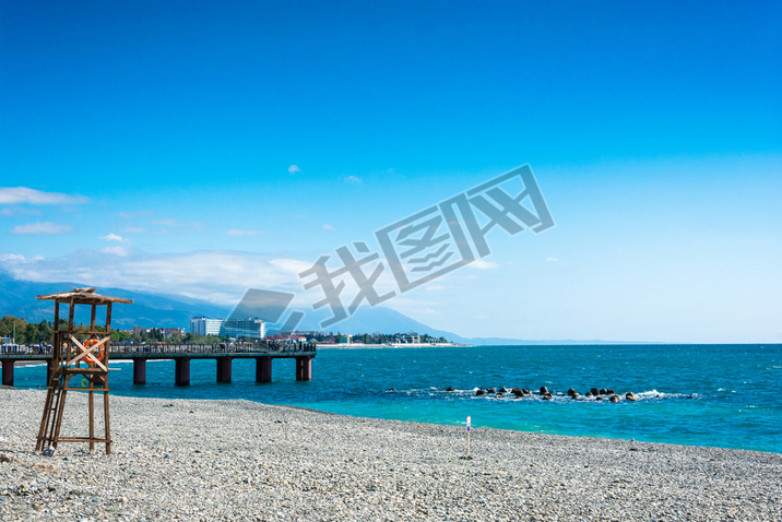 Deserted beach in Sochi's Olympic Park. 