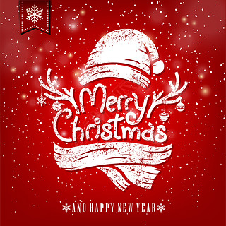 Christmas Greeting Card With Chalk. Merry Christmas lettering illustration