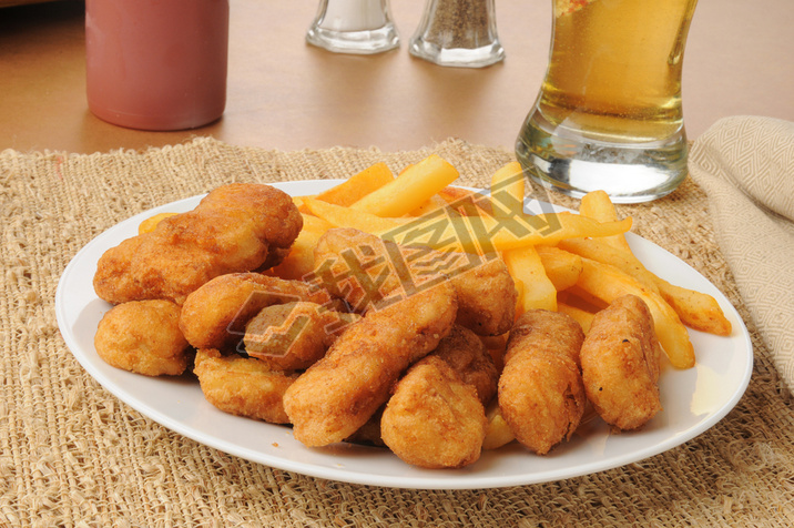 Honey battered chicken strips with beer