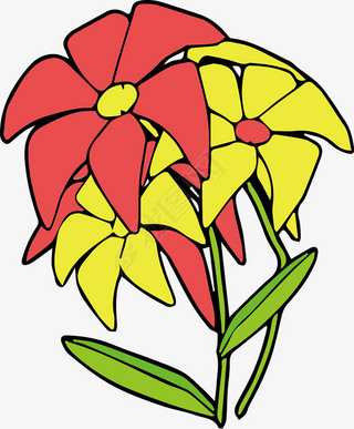 矢量图插画红黄花 单一的花朵红色系平面设计