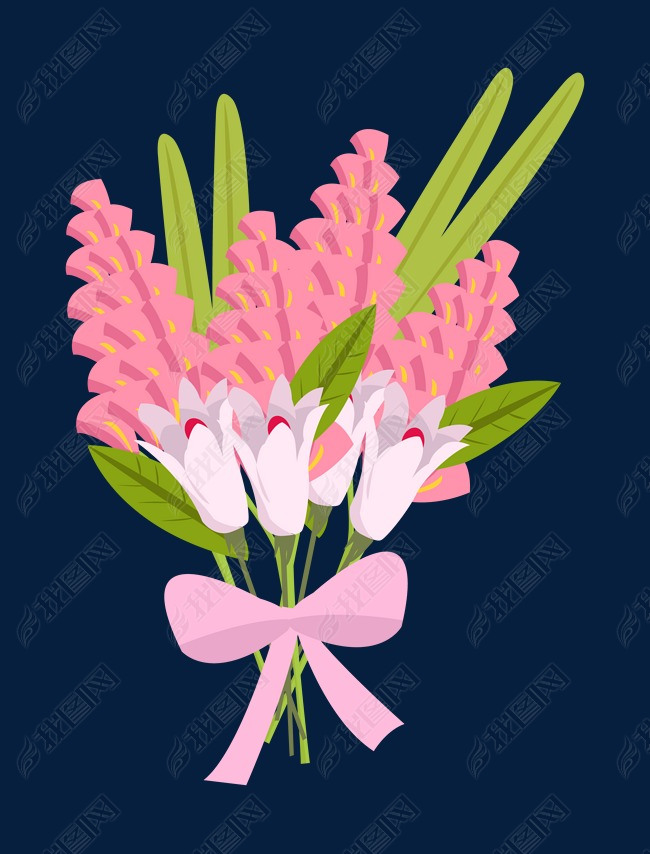 原创粉色卡通植物花束版权可商用