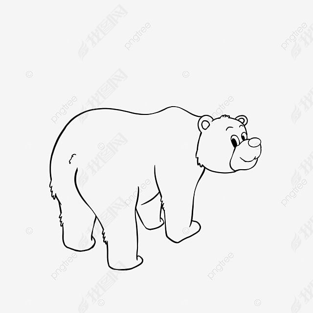 bear clipart black and white 手绘卡通熊背影