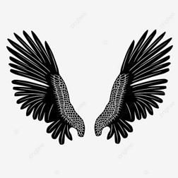 手绘黑白创意简约线条翅膀