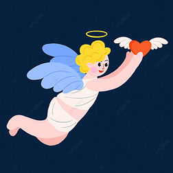 手捧红心的爱神丘比特