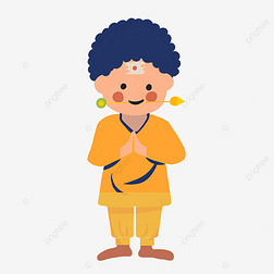 双手合十的短发小男孩