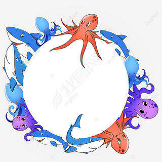 紫色海洋生物边框