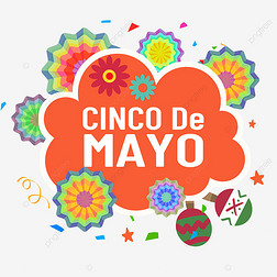 cinco de mayo red cloud and colorful flowers