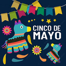 cinco de mayo flat flag and paper horses