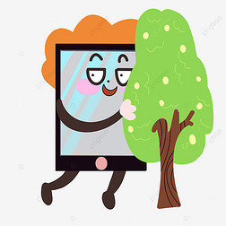 桔色头发可爱遮挡可手机人