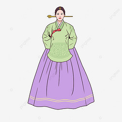 韩国传统服装叉手女子