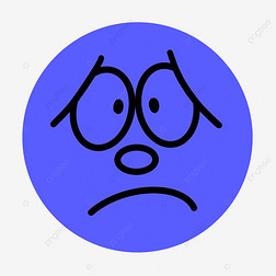 蓝色无奈面孔可爱蜡笔画表情线条