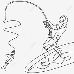 船上钓鱼抽象线条风格