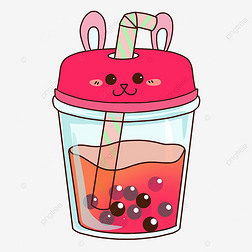 兔子草莓汁卡通动物形象图片