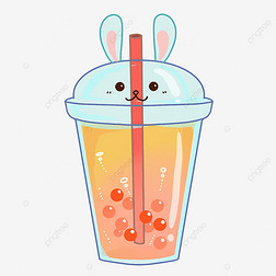 兔子粉红色果茶卡通图片