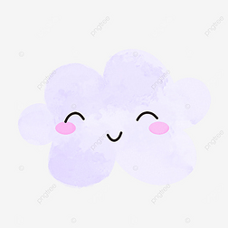 白云笑脸云紫色绘画可爱