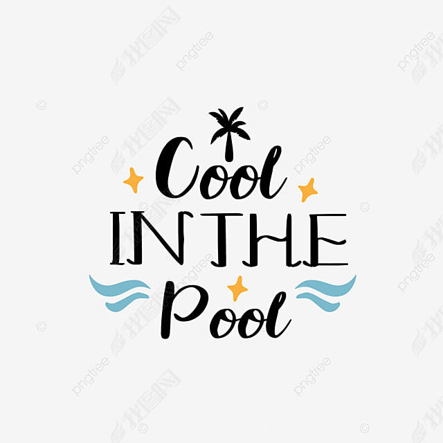 svg在游泳池手绘黑色插画英文凉爽