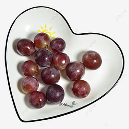 爱心盘子里的葡萄