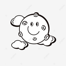 有趣月亮剪贴画黑白