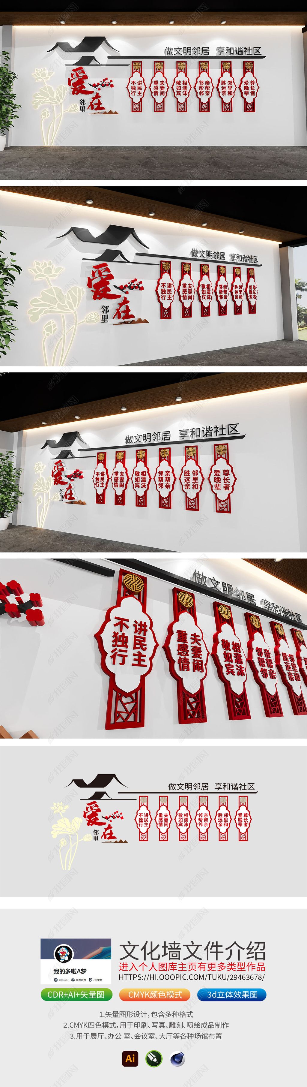 原创爱在邻里和谐文明社区建设通用文化墙