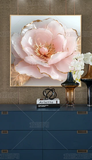 油彩画　【花】　抽象 大芬油画抽象花卉粉色立体走廊过道玄关装饰画_装饰花卉_花卉油画