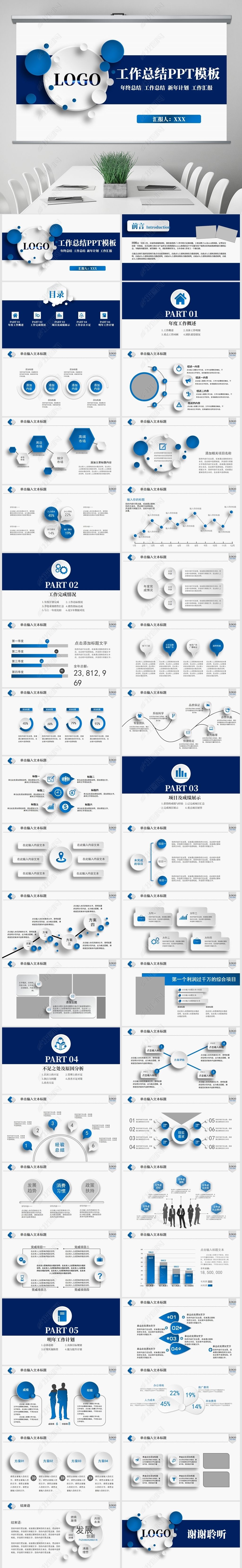 原创商务年终工作总结工作汇报述职ppt模板-版权可商用