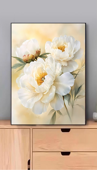 现代简约抽象北欧花卉无框画玄关装饰画