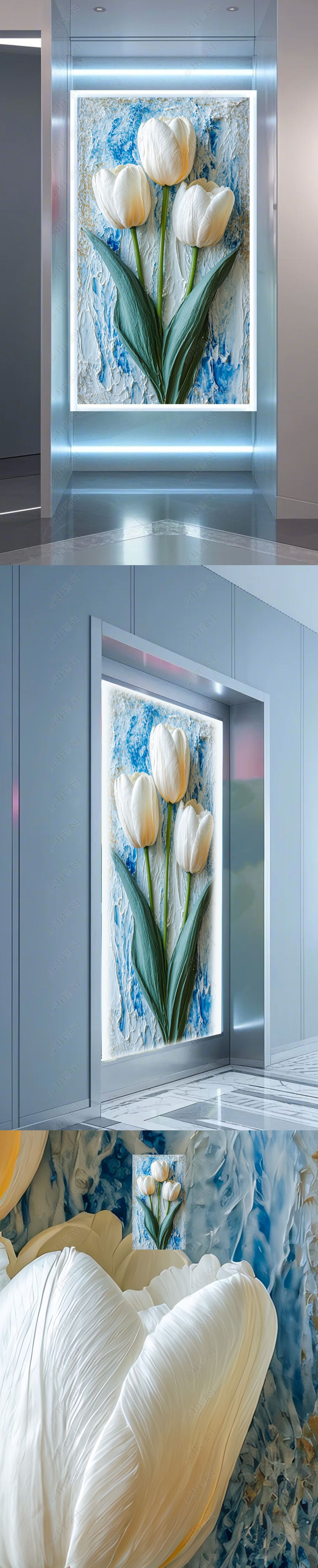 原创纯洁宁静郁金香油画入户玄关装饰画