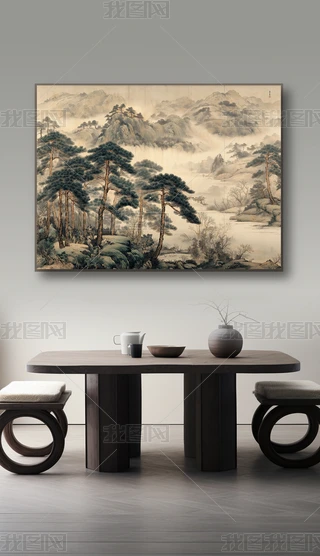 松樹山水圖 水墨画「 松瀧図」/matdutaki | 藤原六間堂 Rockendou Gallery