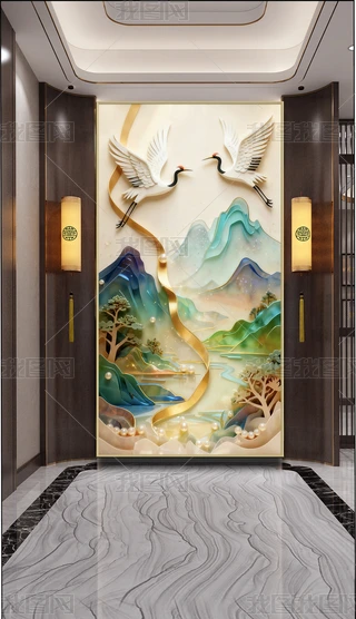 珐琅彩山水装饰画图片大全-珐琅彩山水装饰画背景图片-我图网