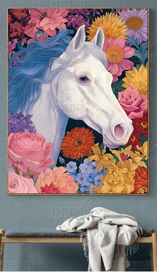 油画马到成功图片大全-油画马到成功背景图片-我图网
