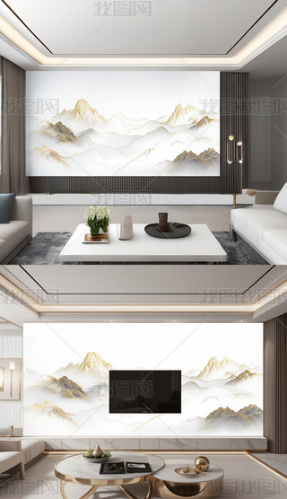 ����ʽ��ɫ�⾳ˮīɽˮ���羰���ӱ���ǽ�ڻ���ֽ