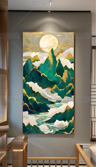 山水金箔画图片大全-山水金箔画背景图片-我图网