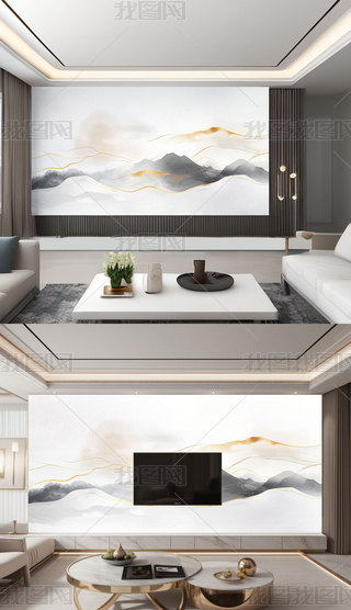 ��ʽ���������⾳ˮīɽˮ���羰���ӱ���ǽ�ڻ���ֽ