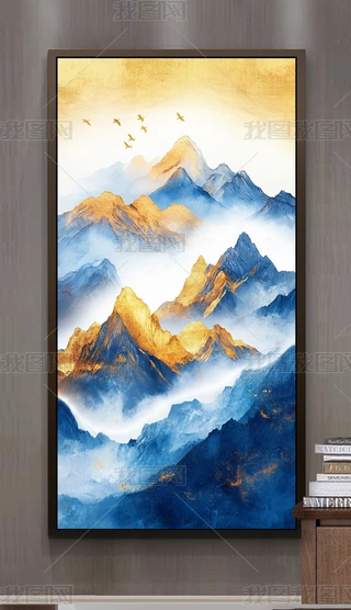 山水金箔画图片大全-山水金箔画背景图片-我图网