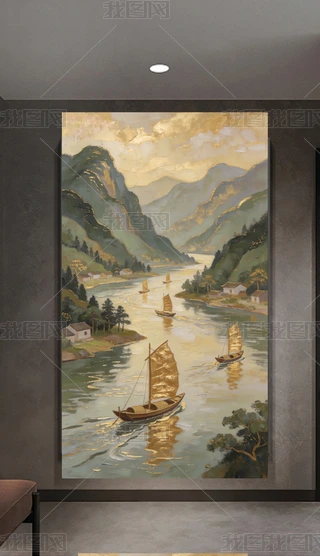 日本画　山水画　金箔背景 山水金箔画图片大全-山水金箔画背景图片-我图网