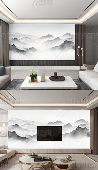 ����ʽ�������ˮīɽˮ�羰�����ӱ���ǽ