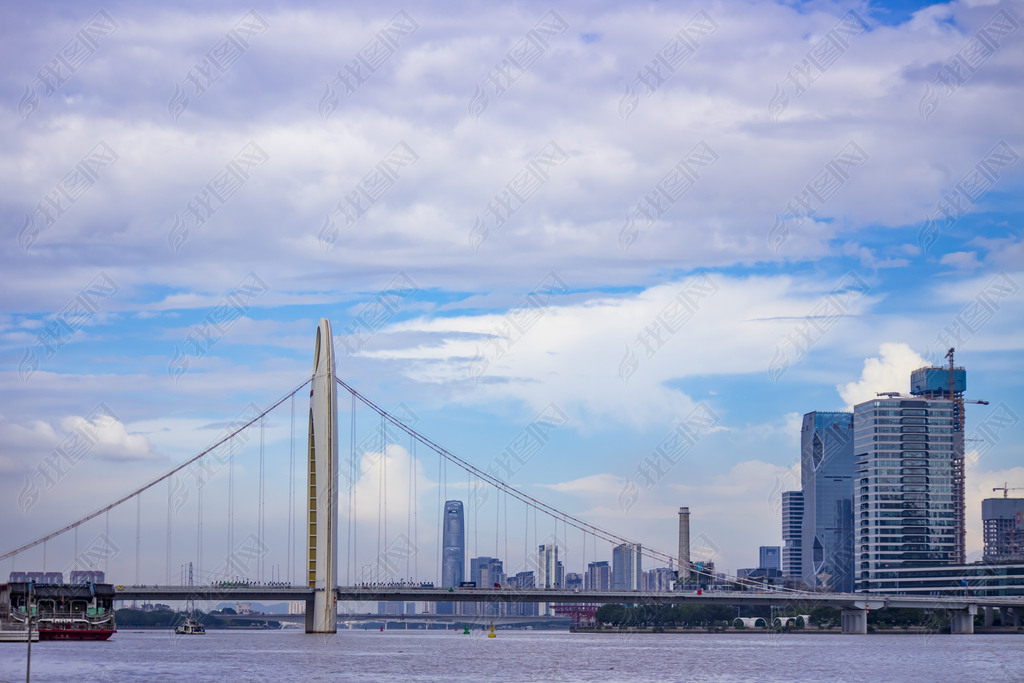 广州城市风光大桥建筑高清摄影图