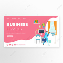 商业服务插画登陆页面简约创意横幅模板