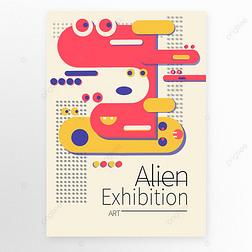 抽象外星人艺术展览海报模板