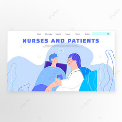 护士和患者医疗蓝色卡通风格的横幅