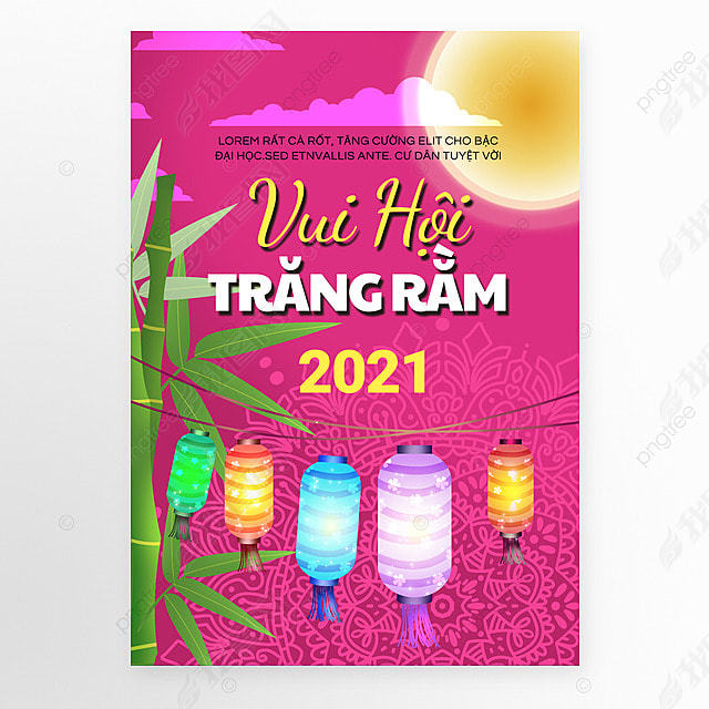 vietnam mid-autumn festival with red lantern promotional template