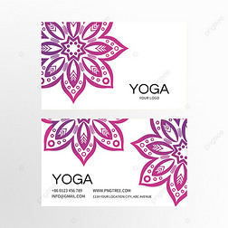瑜伽工作室花纹商务紫色名片