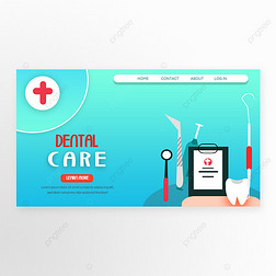 牙医工具牙科治疗护理卡通插画横幅
