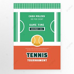 网球卡通简约黄色比赛传单
